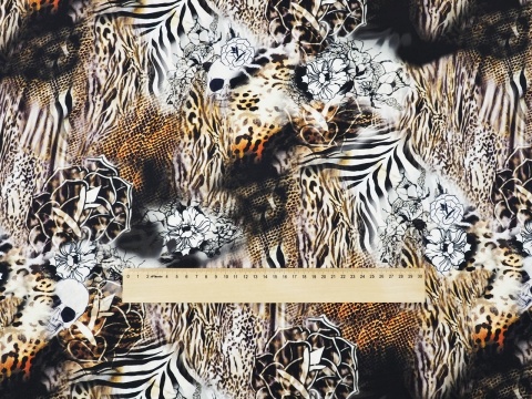 jedwab w zwierzęce motywy oraz kwiaty i czaszki