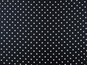 czarny jedwab w białe kropki