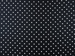 czarny jedwab w białe kropki
