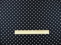 czarny jedwab w białe kropki