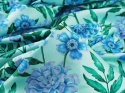 miętowy jedwab w niebieskie kwiaty