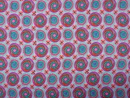 fioletowa satyna jedwabna w ozdobne koła w stylu etno