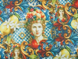 jedwab szyfon w motywy z sycylijskiego folkloru