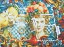 jedwab szyfon w motywy z sycylijskiego folkloru