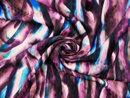 wytłaczany jedwab we fioletowy, abstrakcyjny wzór z niebieskimi akcentami