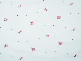 bawełniana tkanina w haftowane drobne kwiatki i kropki