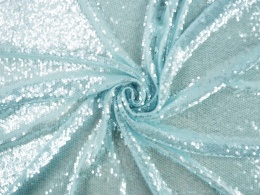 jasno błękitny tiul z przejrzystymi cekinami