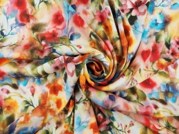 jedwab w kolorowe, rozmyte kwiaty