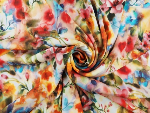 jedwab w kolorowe, rozmyte kwiaty