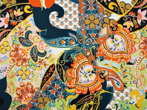 jedwab w orientalny, kolorowy wzór