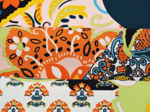 jedwab w orientalny, kolorowy wzór