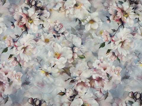 szary jedwab w jasne kwiaty