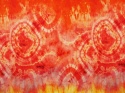 jedwab z motywem tie-dye w ognistych barwach