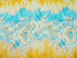 jedwab z motywem tie-dye błękit-żółty