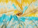 jedwab z motywem tie-dye błękit-żółty