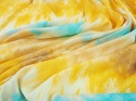jedwab z motywem tie-dye błękit-żółty