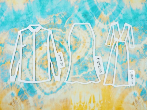 jedwab z motywem tie-dye błękit-żółty