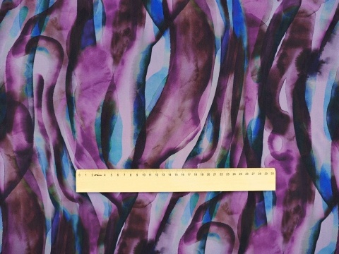 jedwab we fioletowy, akwarelowy i abstrakcyjny wzór