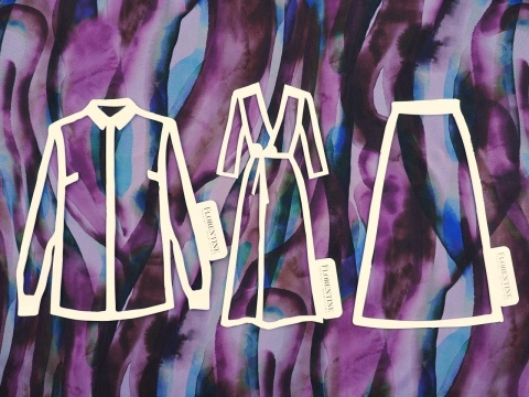 jedwab we fioletowy, akwarelowy i abstrakcyjny wzór