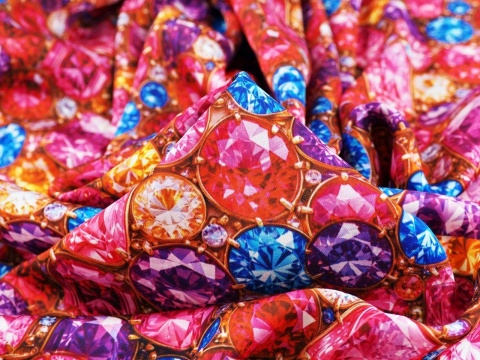 satynowana wiskoza w gęste klejnoty