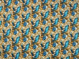 wiskoza w pozłacane konwalie z niebieskimi liśćmi