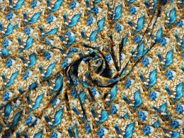 wiskoza w pozłacane konwalie z niebieskimi liśćmi