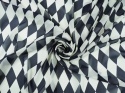 szyfon jedwabny w czarno-biały wzór karo