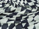 szyfon jedwabny w czarno-biały wzór karo