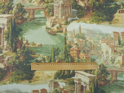 szyfon jedwabny z przedstawieniem włoskiego miasteczka