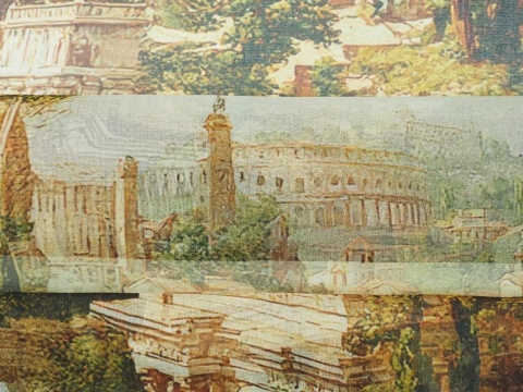 szyfon jedwabny z przedstawieniem włoskiego miasteczka