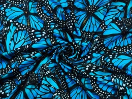 wiskoza w duże, niebieskie motyle