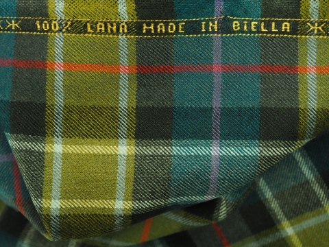 Wełna z Biella - Morsko-oliwkowa krata Wełna z Biella - Morsko-oliwkowa krata