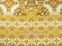 biały len w żółte ornamenty