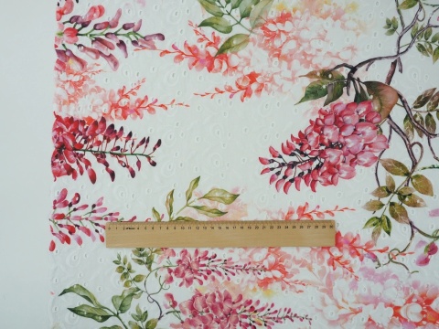 Bawełna ażurowa sangallo - Różowa wisteria