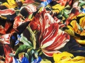 jedwab elastyczny w kwiatowy wzor w tulipany na czerni na koszule Florentine