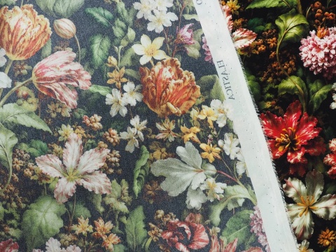 jedwab elastyczny matowy w kwiatowy wzór botaniczny na sukienkę na koszulę