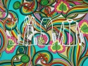 satyna jedwabna we wzór lata 60. woodstock psychodela retro florentine