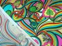 satyna jedwabna we wzór lata 60. woodstock psychodela retro florentine