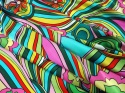 satyna jedwabna we wzór lata 60. woodstock psychodela retro florentine