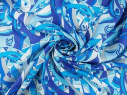len ubraniowy niebieskie wzory geometryczne florentine