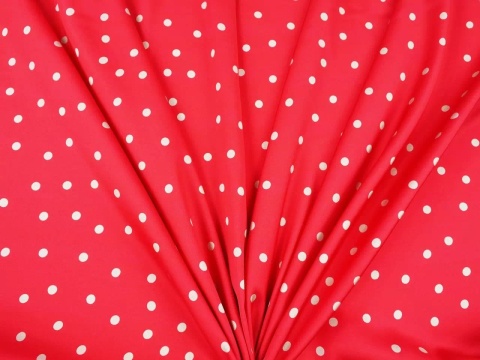 arbuzowa wiskoza w białe groszki