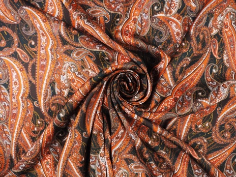 satyna wiskozowa elastyczna w orientalny wzor paisley florentine