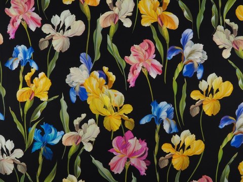 Jedwab elastyczny Dolce&Gabbana - Irysy czerń Jedwab elastyczny Dolce&Gabbana - Irysy czerń