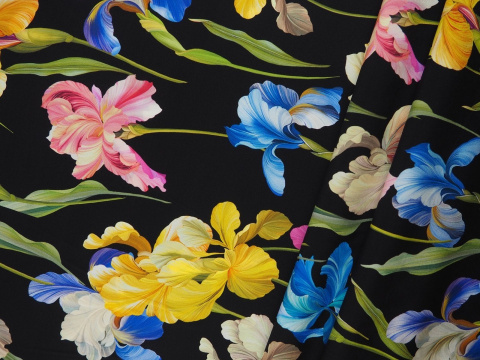 Jedwab elastyczny Dolce&Gabbana - Irysy czerń Jedwab elastyczny Dolce&Gabbana - Irysy czerń