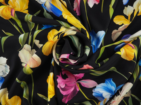 Jedwab elastyczny Dolce&Gabbana - Irysy czerń Jedwab elastyczny Dolce&Gabbana - Irysy czerń
