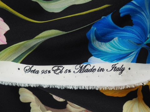 Jedwab elastyczny Dolce&Gabbana - Irysy czerń Jedwab elastyczny Dolce&Gabbana - Irysy czerń