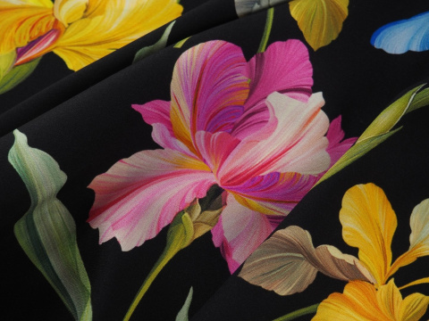 Jedwab elastyczny Dolce&Gabbana - Irysy czerń Jedwab elastyczny Dolce&Gabbana - Irysy czerń