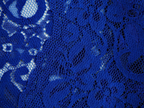 Koronka wiskozowa - Kwiaty szafir Koronka wiskozowa - Kwiaty szafir
