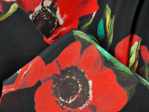 Jedwab sygnowany - Maki na czerni Jedwab sygnowany - Maki na czerni