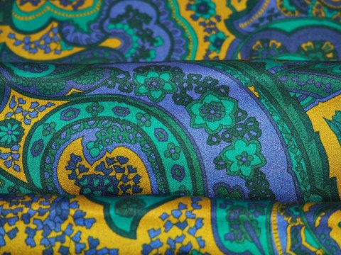 Jedwab Etro - Zielone paisley na musztardzie Jedwab Etro - Zielone paisley na musztardzie